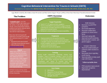 Graphic image of CBITS Logic Model that outlines the program of identifying the problem, the program process and outcomes expected from program implementation