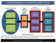 Graphic image of SFP 10-14 Logic Model that outlines the same program components, target areas and outcomes expected from program implementation for Familias Feurtas