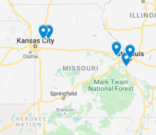 Location of committed coalitions marked with blue pins on MO map